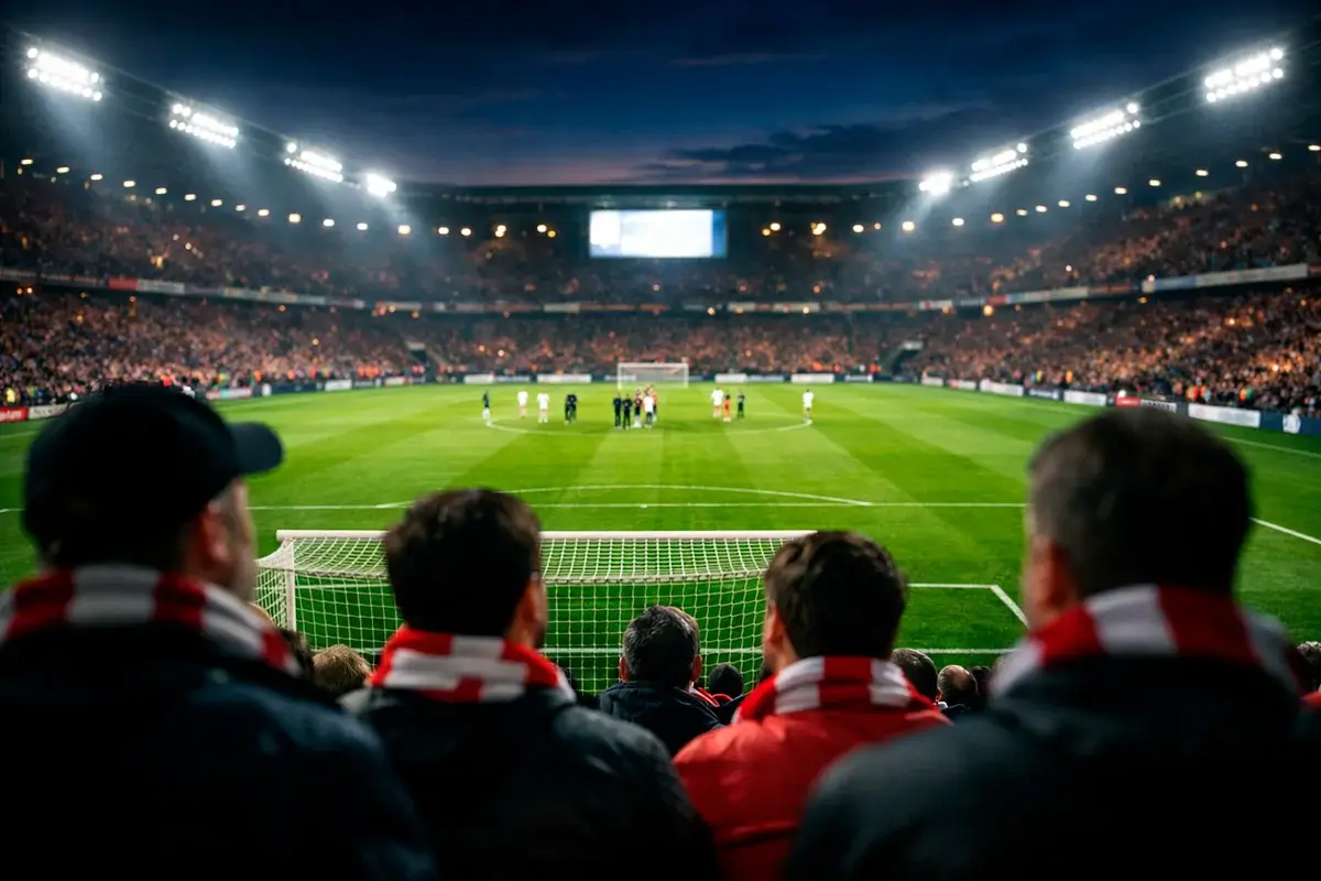 Fußballstadion in Deutschland bei Flutlicht — legale Sportwetten unter dem Glücksspielstaatsvertrag